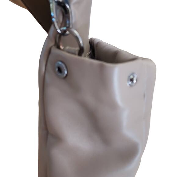 Sandra Roberts Square Quilted Faux Vegan Taupe Leather Shoulder Clutch Bag Purse - Picture 7 of 12